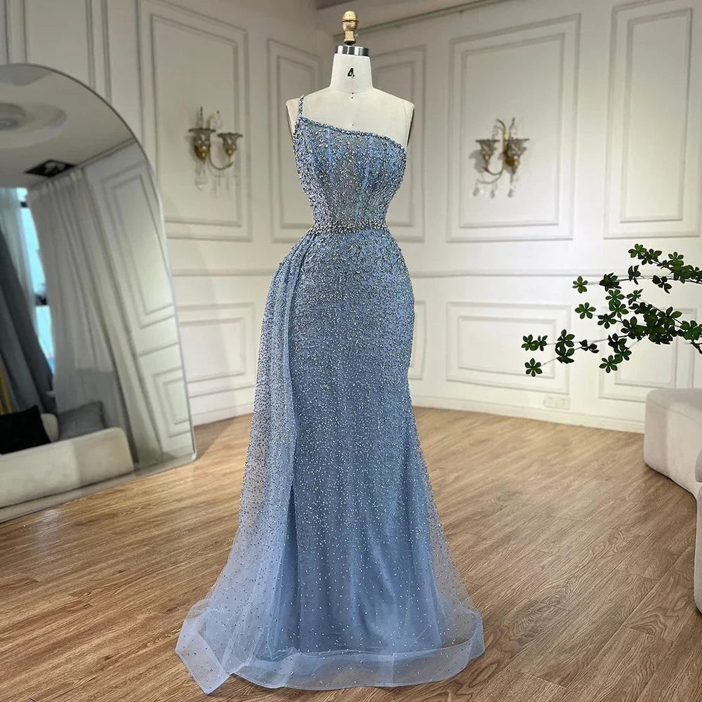 Sparkly Crystal Turquoise One Shoulder Evening Dress LA72144 - Elegant Formal Gown for Prom, Wedding & Special Occasions