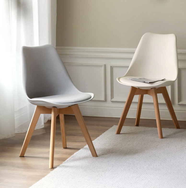 Premium Solid Wood Eames Dining Chairs Set of 4 - Beech & Oak Mid-Century Modern Style - Perfect for Dining Room, Kitchen, Office or Lounge Area