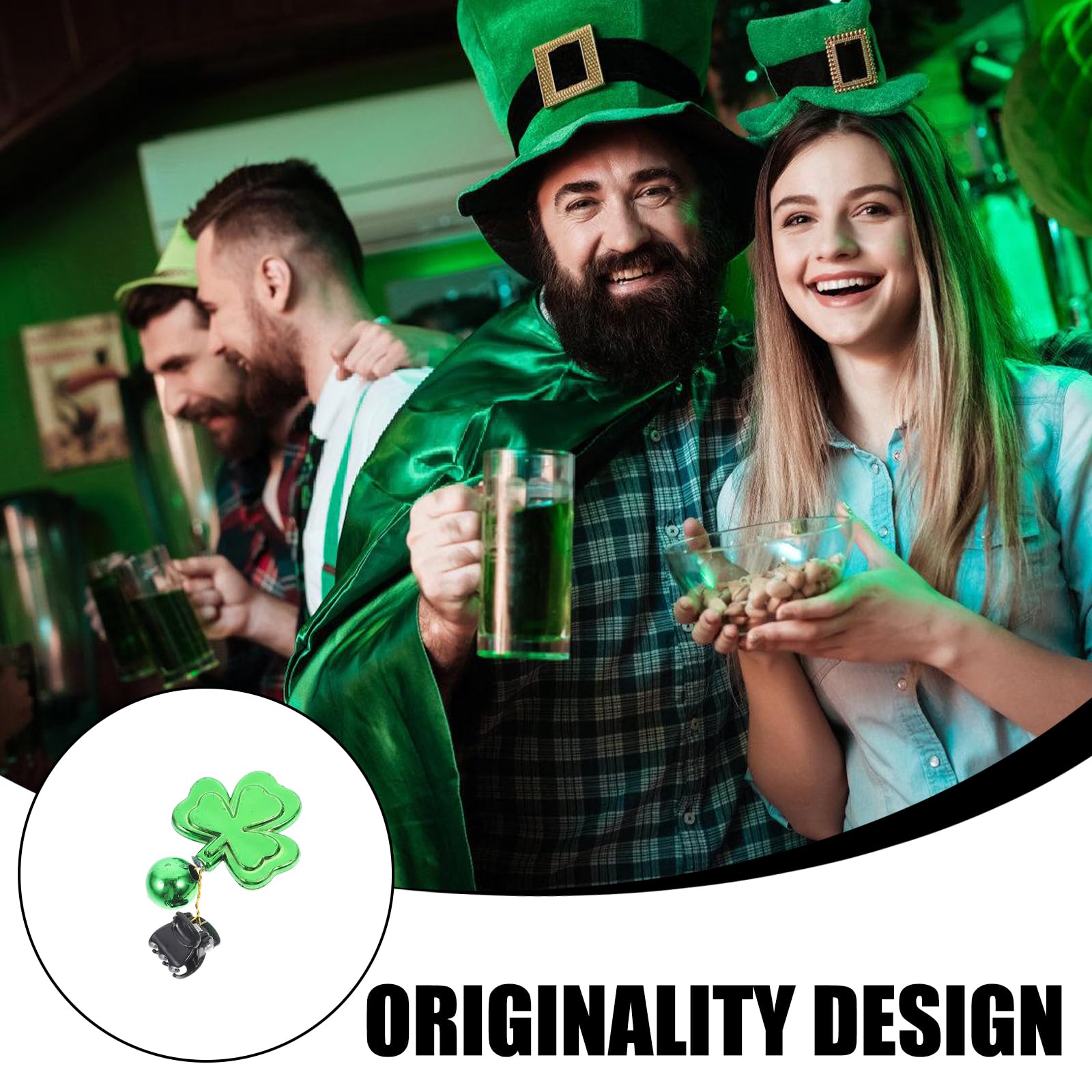 Holibanna 10-Piece Christmas Beard Ornaments Set with Clips - Shamrock Beard Decor for Men - Festive Holiday Party Accessories for Santa Costumes, Christmas Parties & Themed Events