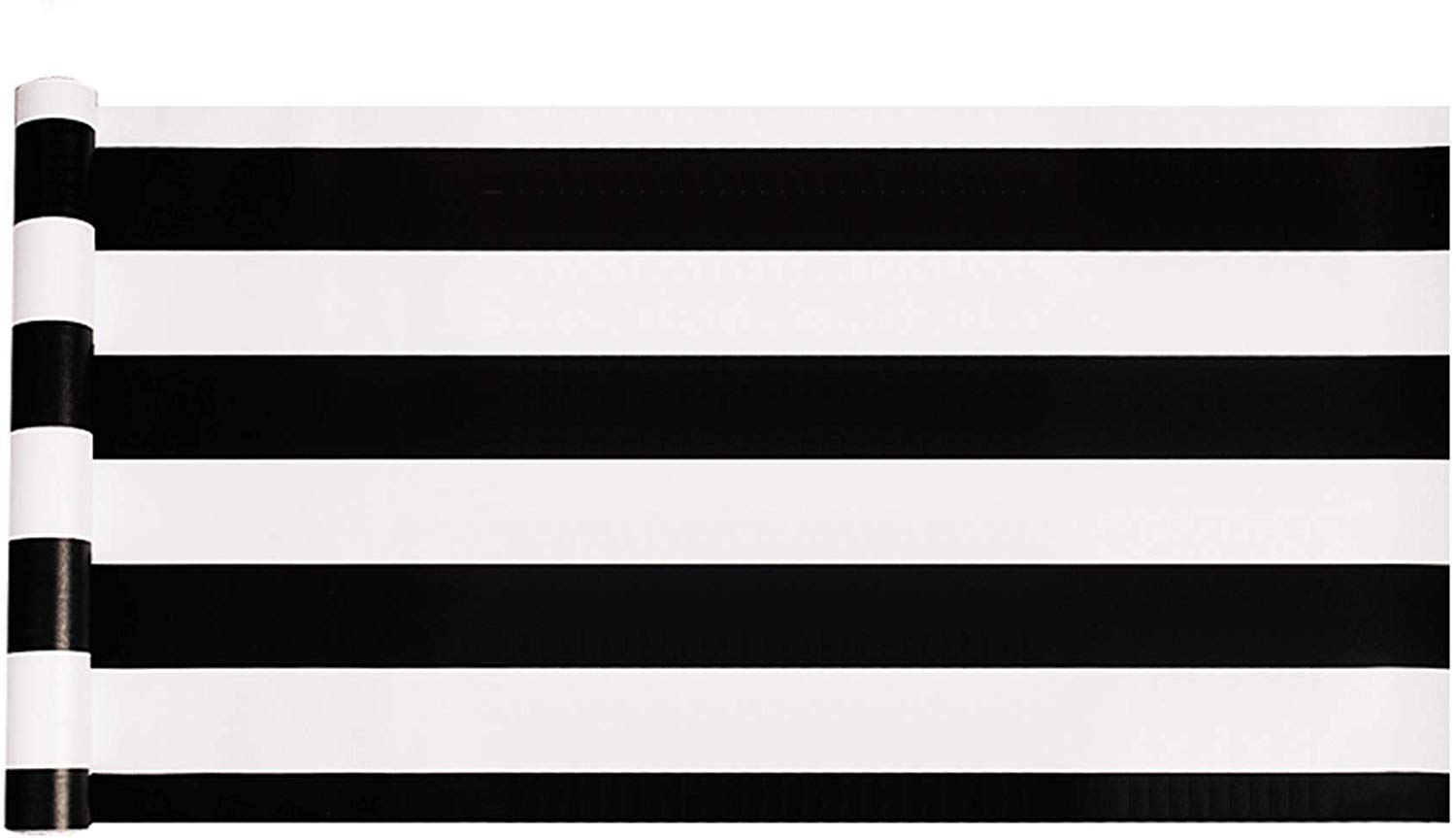 Redodeco White & Black Striped Peel & Stick Wallpaper - Self-Adhesive Vinyl for Tables, Cabinets, Dressers, Drawers, Doors & Wardrobes - 17.7 x 118 Inches - Easy DIY Home Decor for Kitchen, Bedroom & Office