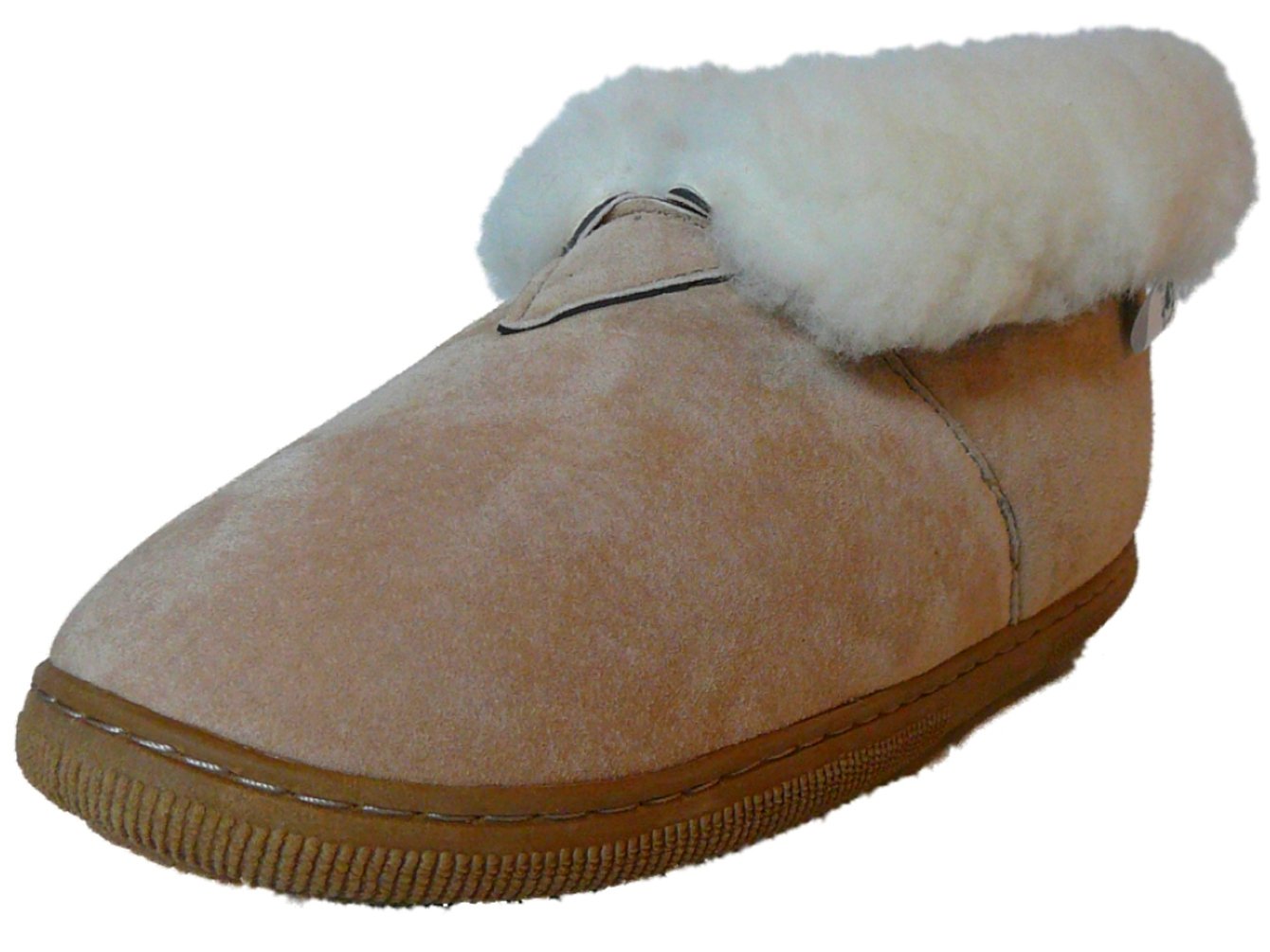 WoolWorks Model 9813 Men's Genuine Australian Shearling Sheepskin Suede Slippers - Warm Winter Indoor/Outdoor House Shoes for Cozy Home & Cabin Wear