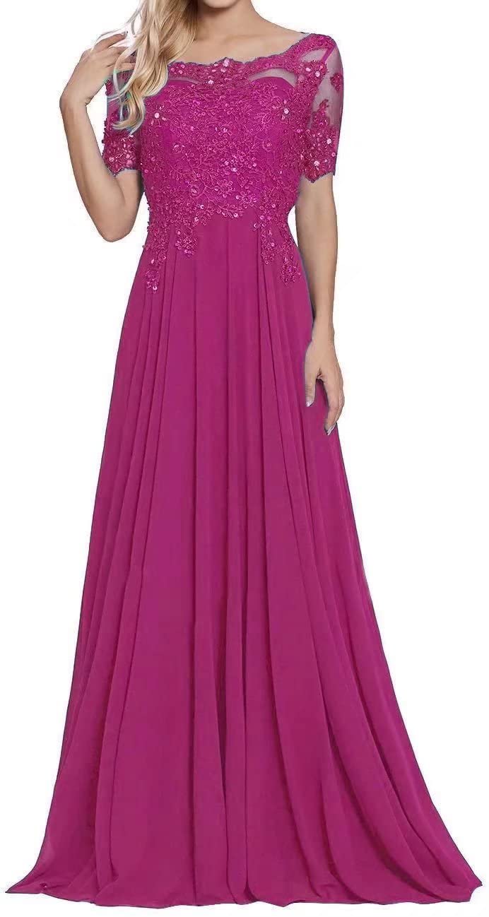Elegant Plus Size Mother of the Bride Dresses with Lace Appliques & Short Sleeves - Formal Long Evening Gowns for Wedding, Cocktail Parties & Special Occasions