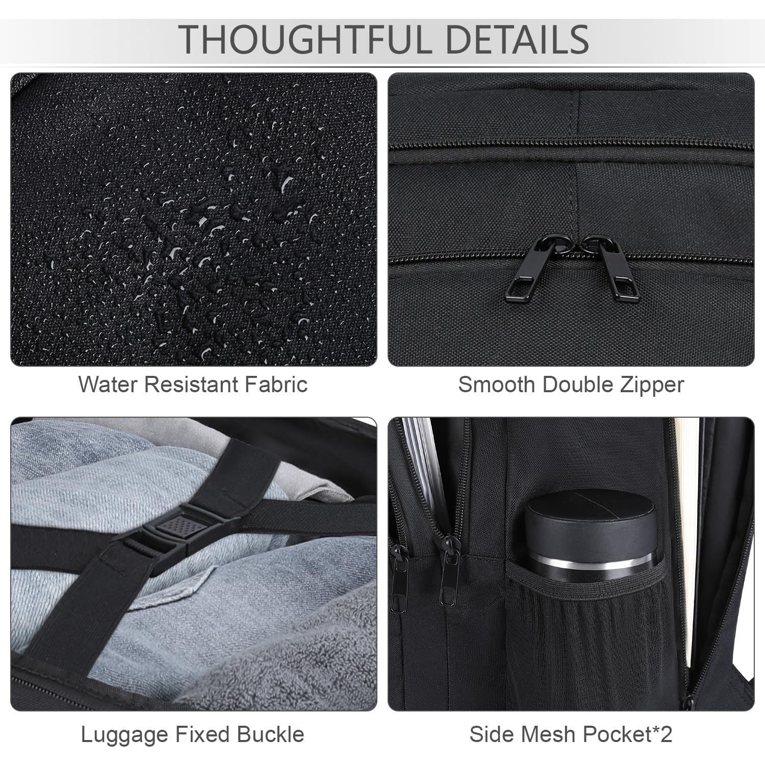 ZOMFELT 40L Travel Backpack for Men & Women - Water Resistant 15.6 Inch Laptop Backpack, Flight Approved Carry-On for College, Business & Work - Perfect for School, Daily Commute & Weekend Trips (Black) | Ideal for Air Travel, Business Meetings & Student Life