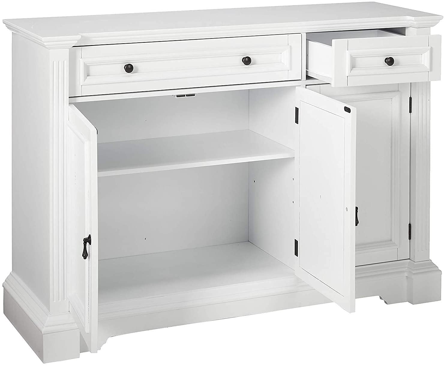 KB Designs Buffet Server Sideboard Breakfront Storage Cabinet - White Finish Wood for Dining Room, Living Room & Kitchen Storage