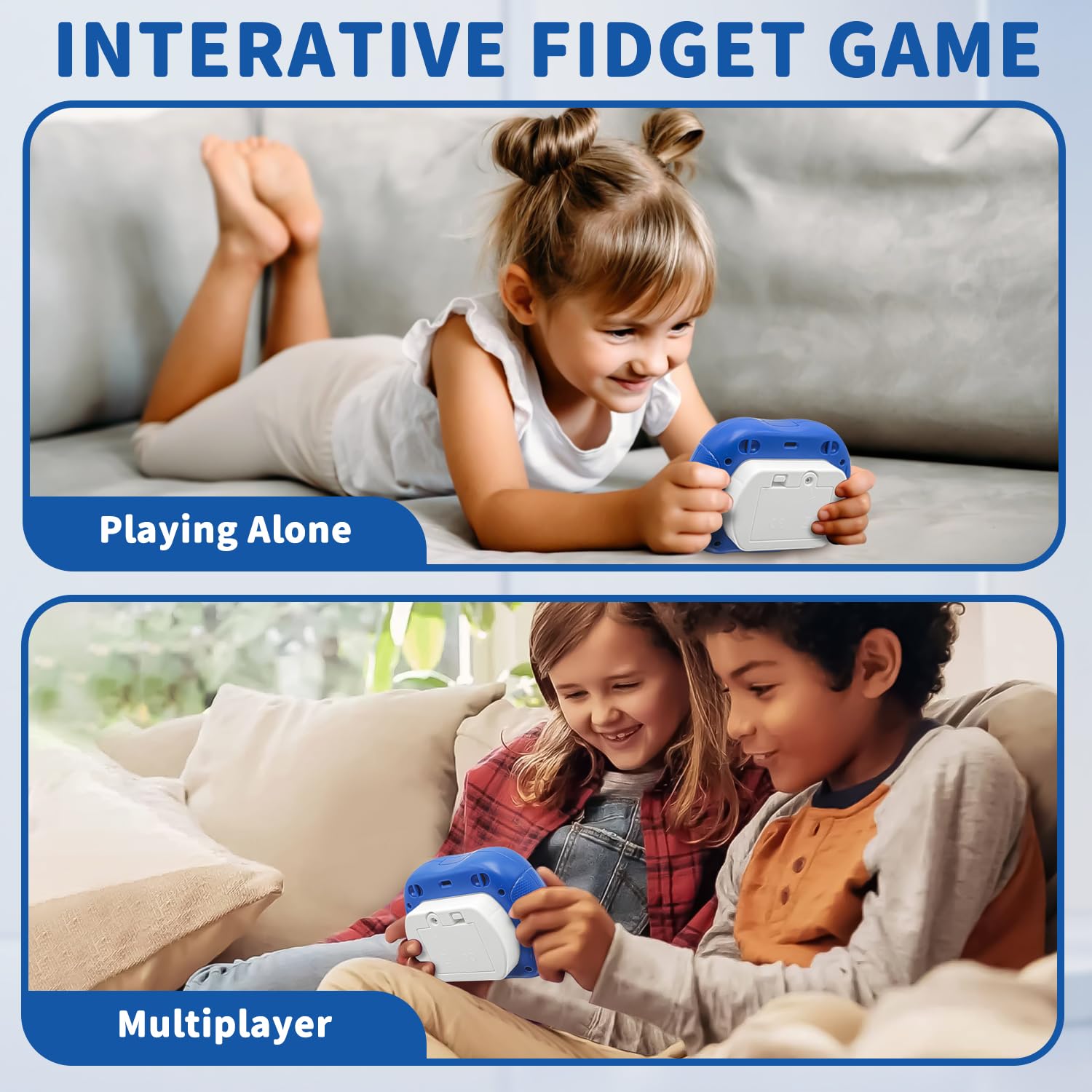 LED Pop Game Fidget Toy for Kids - 6 Light Modes, Quick Push Bubble Popper with Electric Controller, Stress Relief & Focus Toy for Boys & Girls - Perfect for Road Trips, Birthday Gifts & Classroom Rewards (Blue)