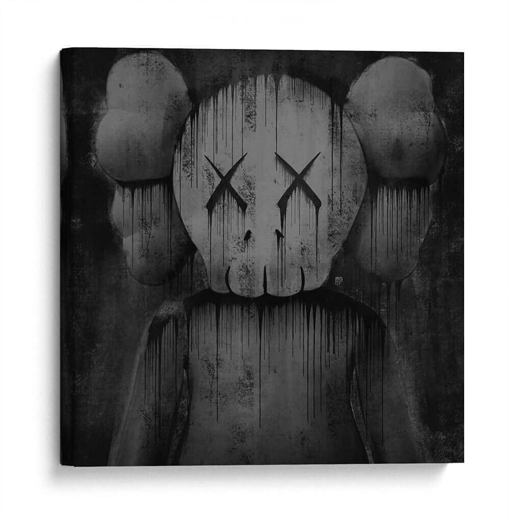 Dry Ink Street Art Canvas Wall Decor - 20x20 Inch Black & White Illustration by Artist - Perfect for Living Room, Bedroom & Office Decor