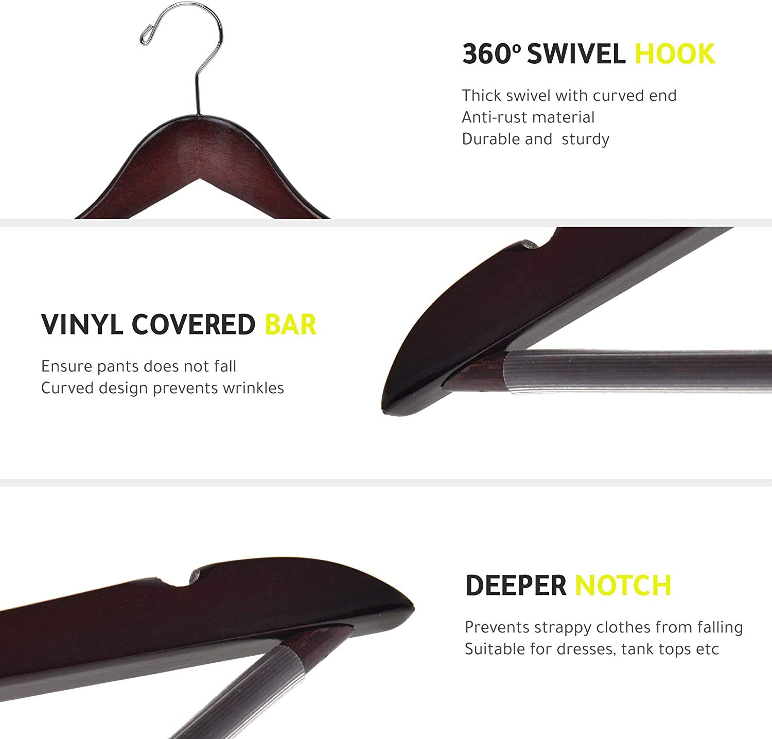 Premium Solid Wooden Hangers 80 Pack - Natural Mahogany Slightly Curved Coat Hangers with Chrome Hooks for Heavy-Duty Clothes, Jackets, Shirts & Suits - Ideal for Closet Organization, Retail Stores & Luxury Garment Care