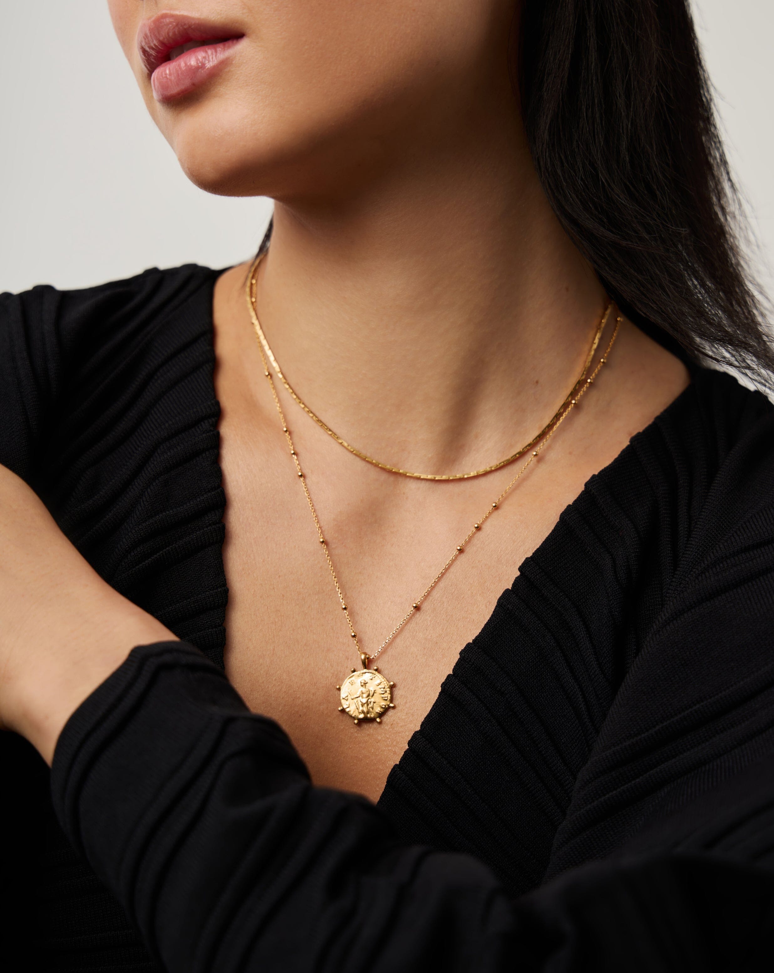 Lucy Williams Beaded Coin Necklace - Elegant Boho Jewelry for Women, Handmade Layered Necklace with Gold Pendant, Perfect for Casual Wear, Date Night & Special Occasions
