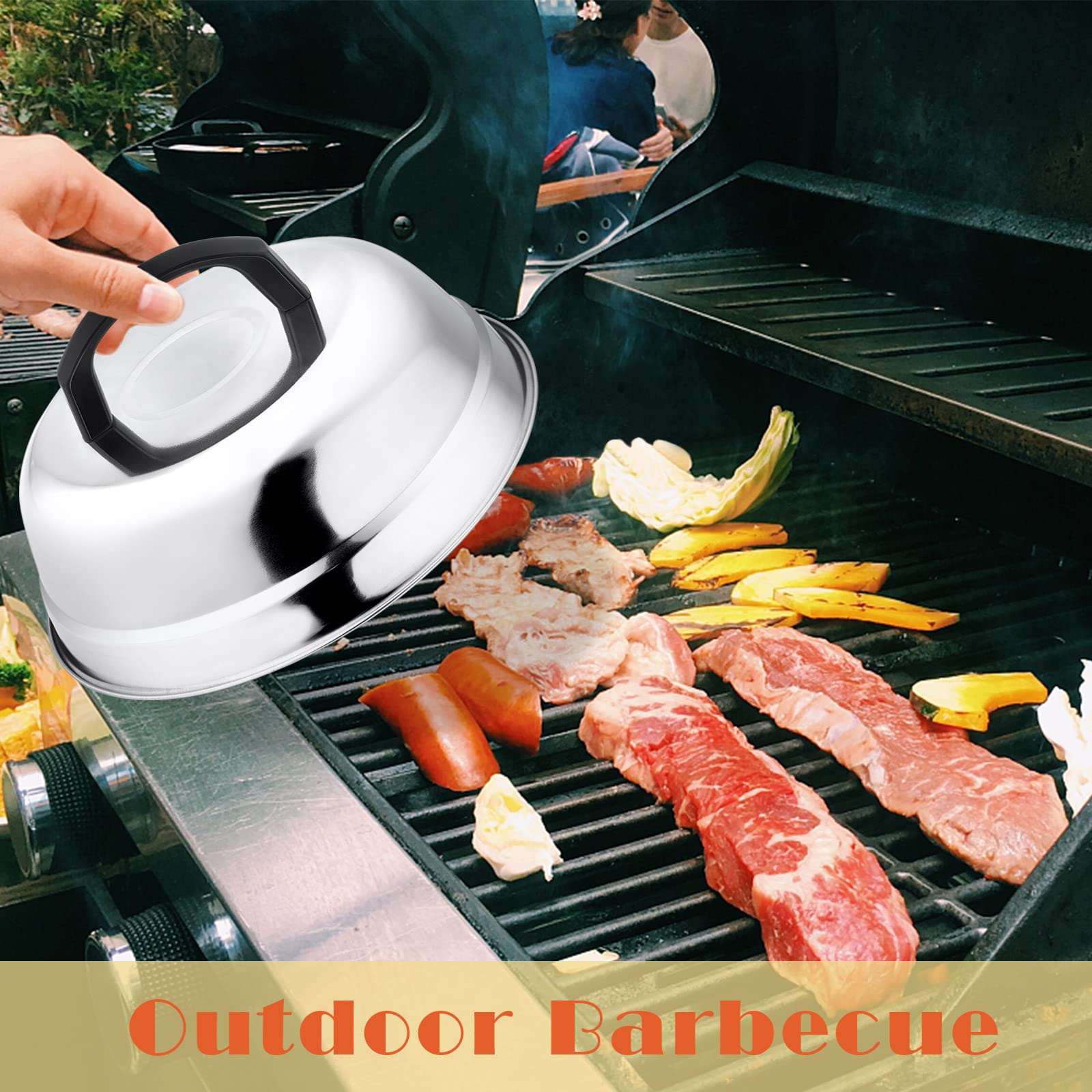 9-Inch Stainless Steel Cheese Melting Dome with Plastic Handle - HaSteeL Round Basting Cover & Steam Lid for Kitchen Griddle - Durable, Lightweight & Easy Clean - Perfect for Indoor/Outdoor Flat Top Grills, Burgers, Pancakes & BBQ Cooking