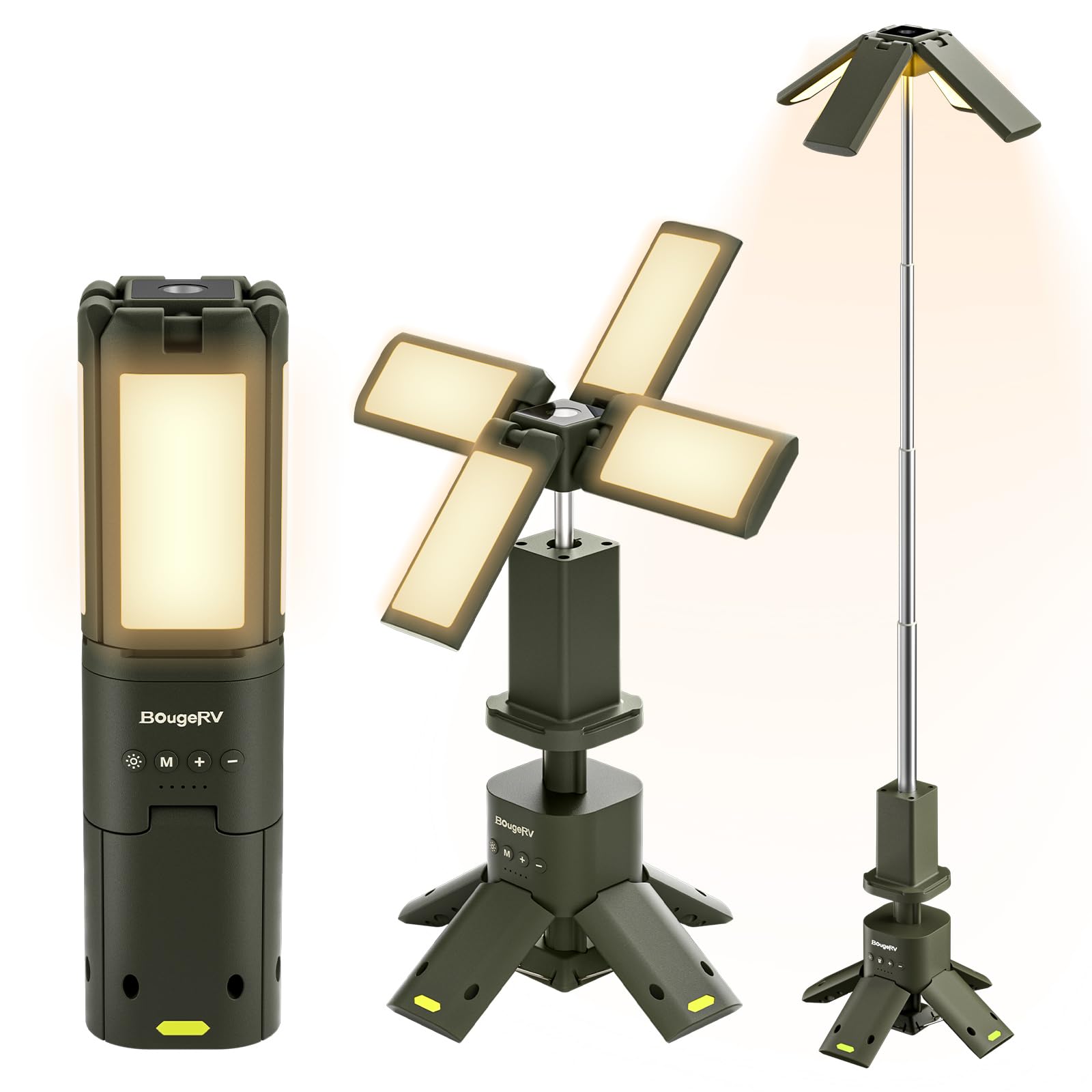BougeRV Rechargeable Telescopic Camping Lantern - 13400mAh Rotatable LED Outdoor Light with IPX5 Waterproof, Portable Lighting for Camping, Hiking, Emergency & Power Outage | Perfect for Backpacking, Tent Lighting & Outdoor Adventures
