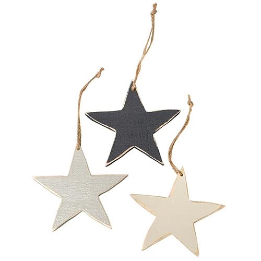 3-Pack Large Wooden Star Ornaments for Christmas Tree Decor, Wall Hanging, Holiday Party & Home Decoration - Rustic Farmhouse Style