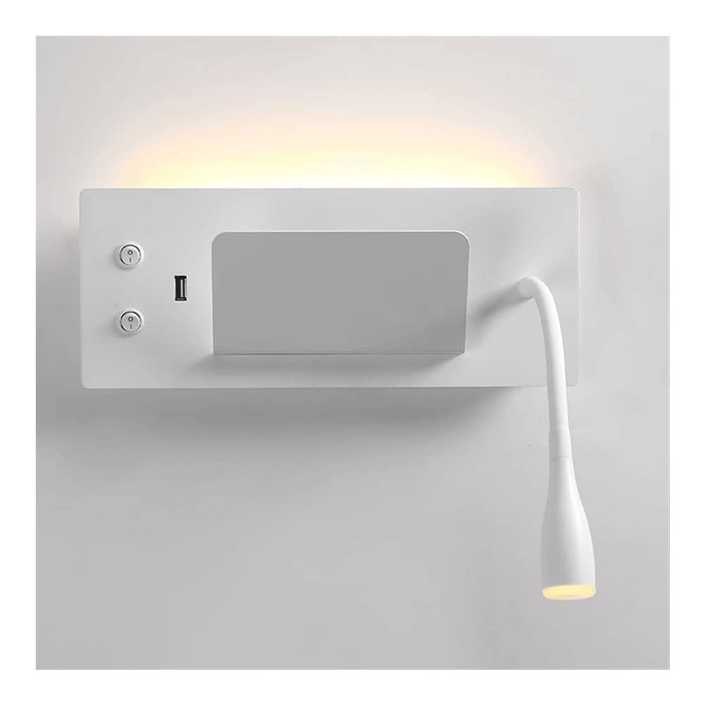 Adjustable Wall Sconce with USB Charging Port & Storage Shelf - Bedside Reading Lamp, Warm White Light for Bedroom, Living Room & Hotel - Perfect for Night Reading, Charging Devices & Space-Saving Decor