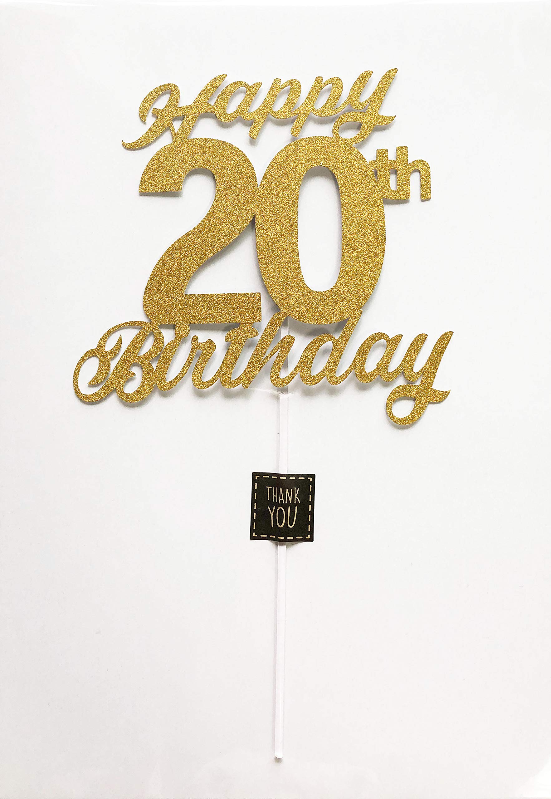 20th Birthday Cake Topper - Gold & Silver Happy Birthday Cake Decorations for Women & Men - Perfect for 20th Birthday Parties, Anniversaries & Celebrations