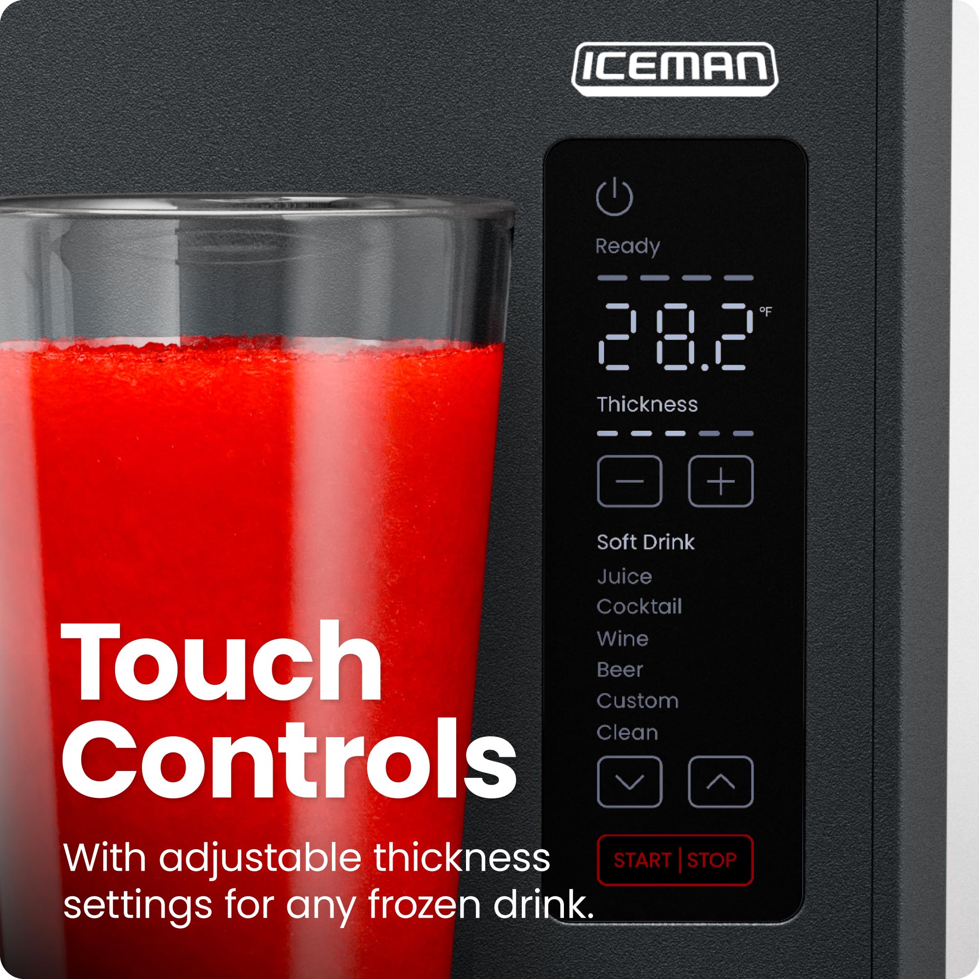Iceman Slush-Ease 48 oz. Commercial Slushie Machine - Frozen Drink Maker with 5 Presets & Custom Mode for Margaritas, Frappes, Smoothies - Easy-Dispensing Lever & Durable Design - Perfect for Bars, Restaurants, Parties & Home Use
