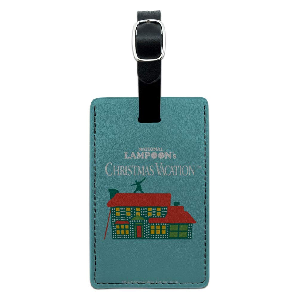 Christmas Vacation Griswold House Logo Leather Luggage Tag - Rectangle ID Card Holder for Travel Bags & Suitcases - Perfect for Holiday Travel Gifts & Vacation Accessories