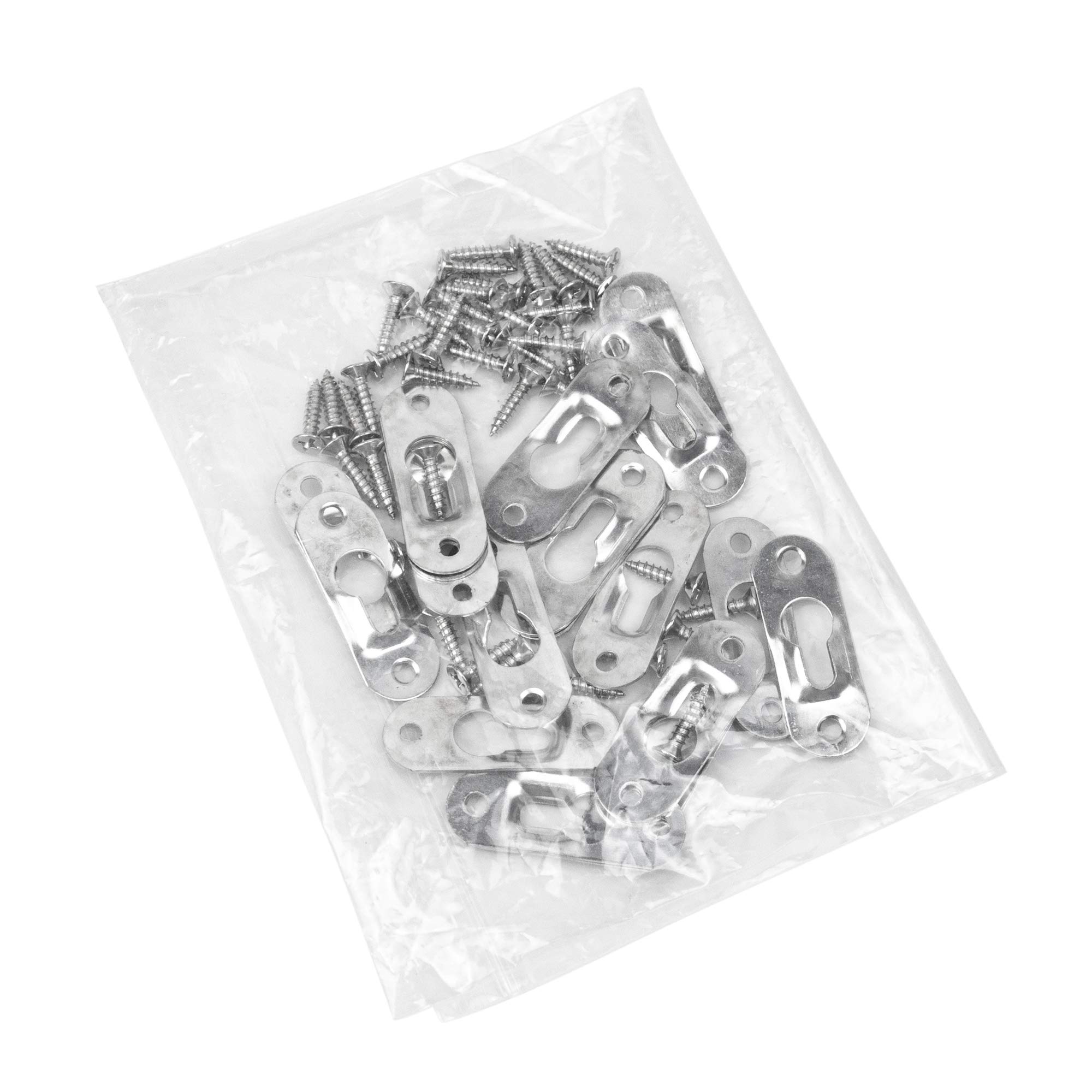20 Pack Silver Metal Keyhole Hangers with Screws - 43mm x 16mm Picture Hanging Brackets for Mirrors, Frames & Wall Art - Easy DIY Home Decor Installation