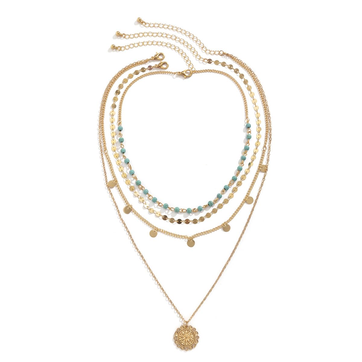 Boho Necklace for Women - Layered Turquoise Y-Shape Long Necklace - Western Style Jewelry for Country Concerts, Beach Outfits & Gift Giving