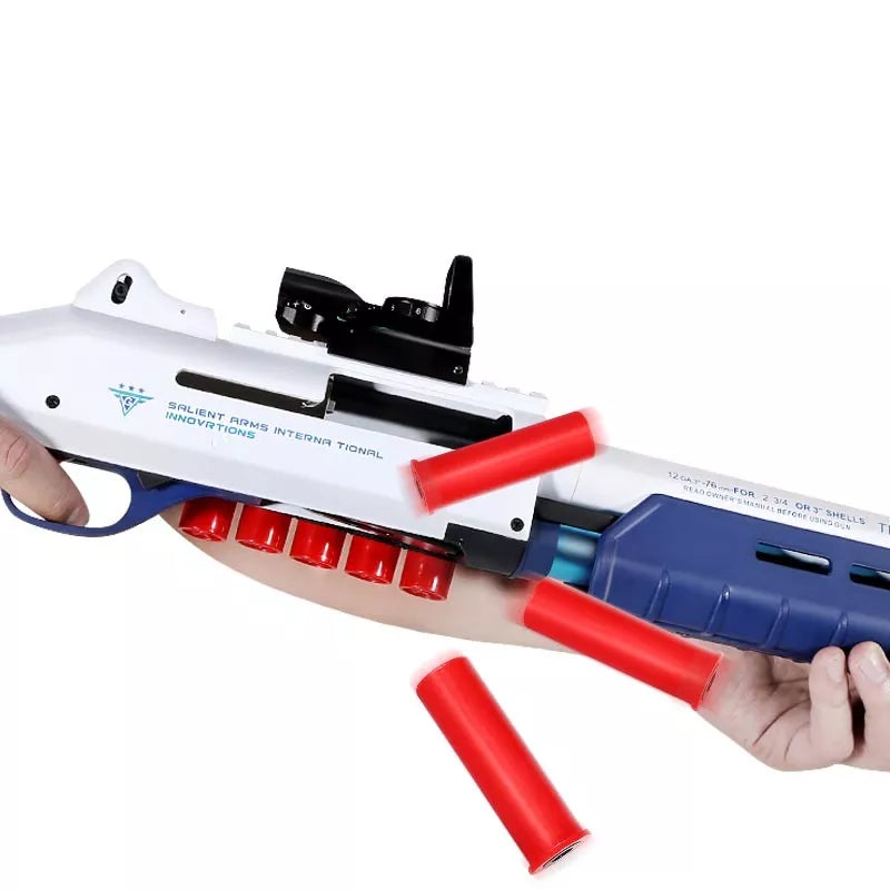BLG M870 Shell Ejection Manual Action Foam Blaster Toy Gun - Realistic Pump Action Nerf Style Outdoor Battle Game for Kids & Adults - Perfect for Backyard Wars, Team Battles and Target Shooting Practice