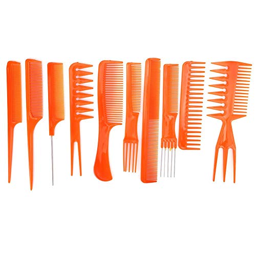 10Pcs Plastic Massage Anti-Static Hair Comb Set - Scalp Care & Styling Tool for Home Salon (Orange) | Perfect for Hairdressing, Detangling & Scalp Massage