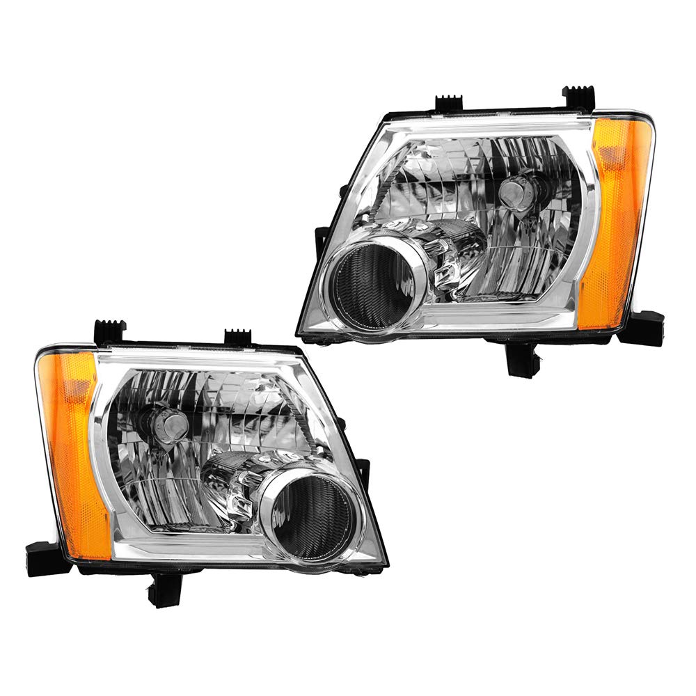 High-Performance Halogen Replacement Headlights for 2005-2015 Nissan Xterra - Chrome Housing (Part# NI2502161 NI2503161 26060EA025 26010EA025) - Perfect for Night Driving & Off-Road Adventures