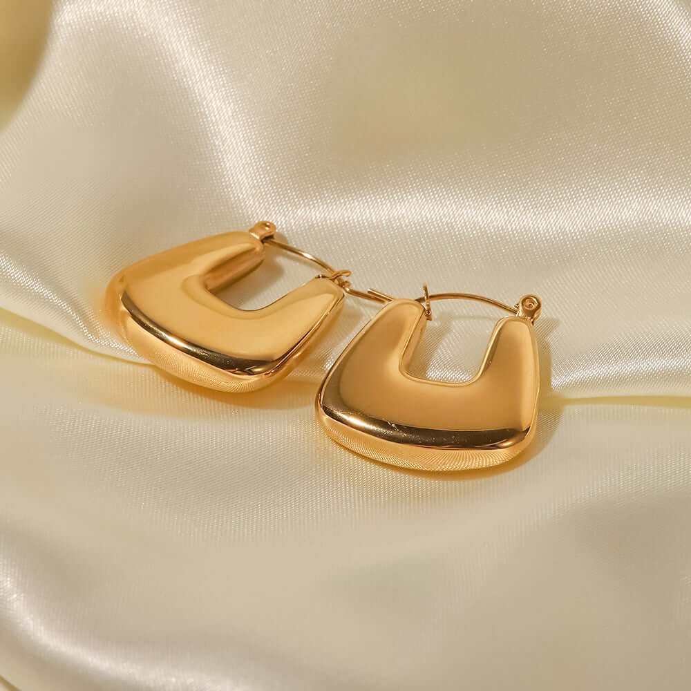 18K Gold Plated Bold Square Hoop Earrings for Women - Trendy Chunky Statement Jewelry | Perfect for Parties, Weddings & Everyday Wear | JDEH287