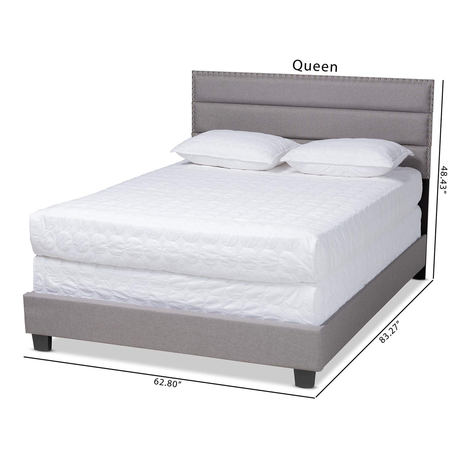 Baxton Studio Ansa Modern Grey Fabric Upholstered Queen Size Bed Frame - Contemporary Platform Bed for Bedroom, Guest Room & Master Suite