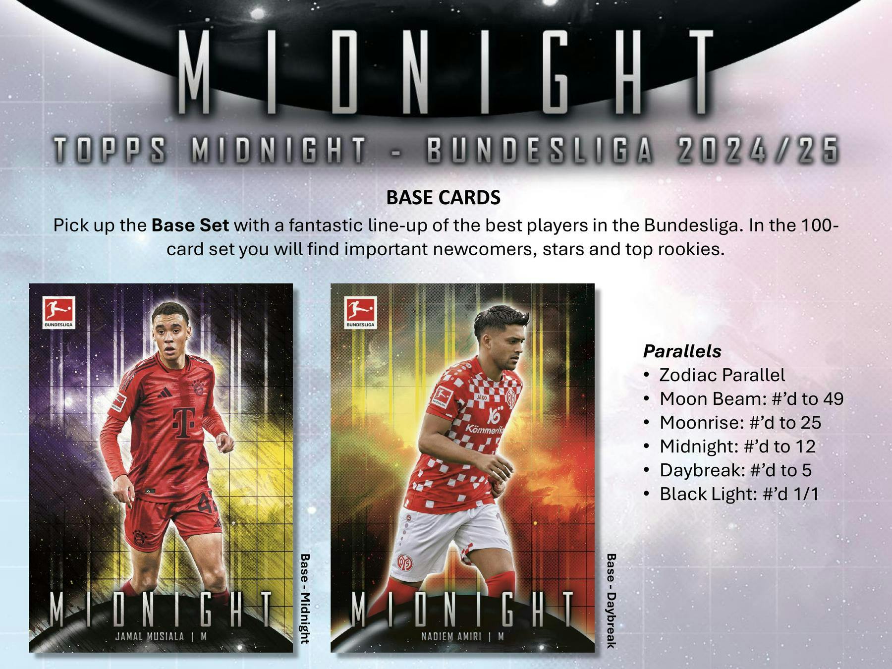 2024-2025 Topps Midnight Bundesliga Soccer Hobby Box - 24 Packs with Autographs & Memorabilia Cards - Perfect for Collectors, Fantasy Leagues & Soccer Fans