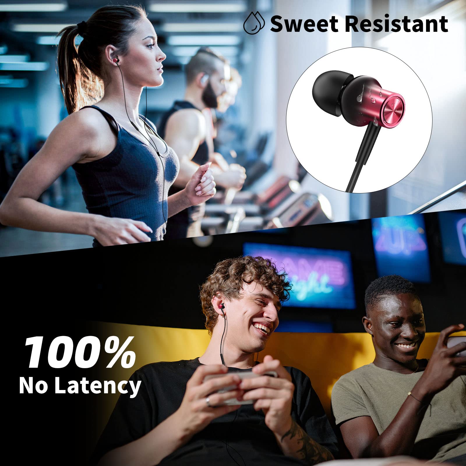 Magnetic Wired Earbuds with 3.5mm Jack - Noise Cancelling In-Ear Headphones for Chromebook, Laptop, PC, Samsung Galaxy A25/A15 5G & Kindle Fire HD 10/8/7 Plus - Perfect for Work, Study, Gaming and Travel