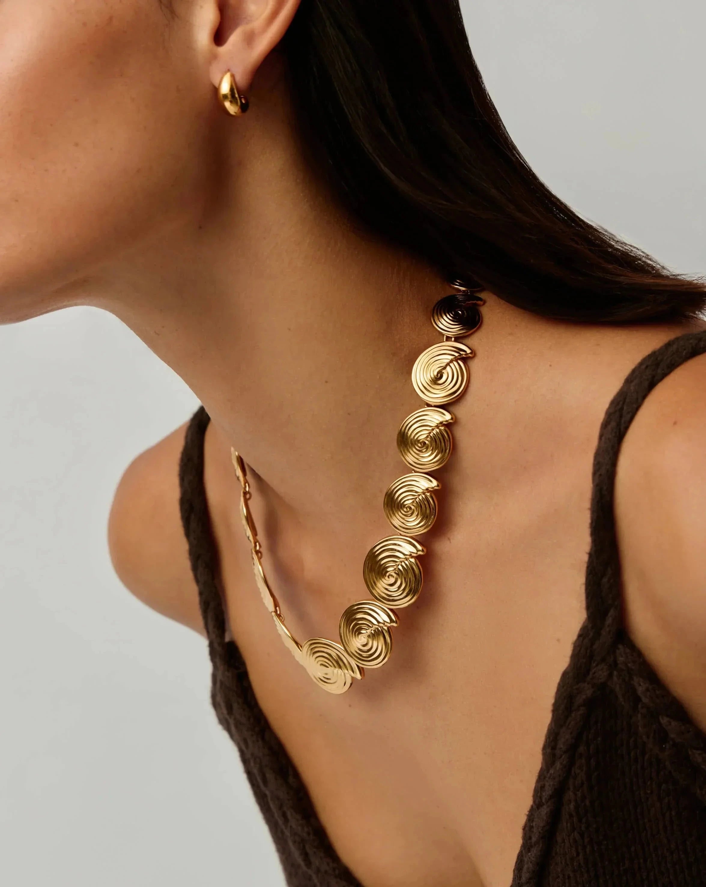 Elegant Spiral Statement Chain Necklace - 18k Gold Plated Women's Jewelry for Party, Date Night & Special Occasions