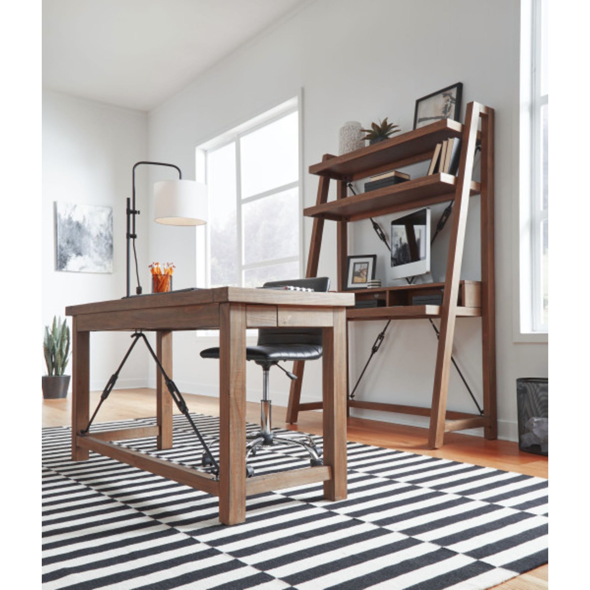 Premium Flint Oak Wooden Desk for Home Office - Elegant Autumn Brown Finish, Spacious Work Surface, Durable & Stylish - Perfect for Remote Work, Study, and Modern Home Decor