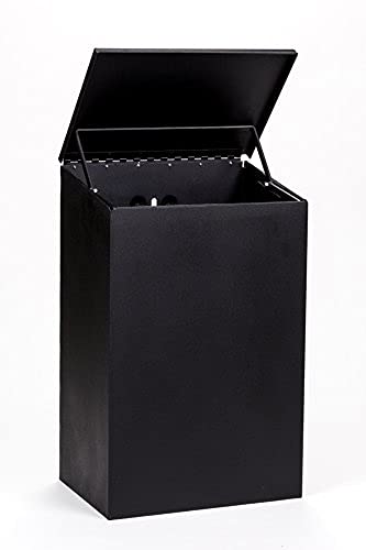 10 Gallon Aluminum Trash Can with Tie Handle - Matte Black Roll Square Garbage Bin for Kitchen, Office, or Outdoor Use