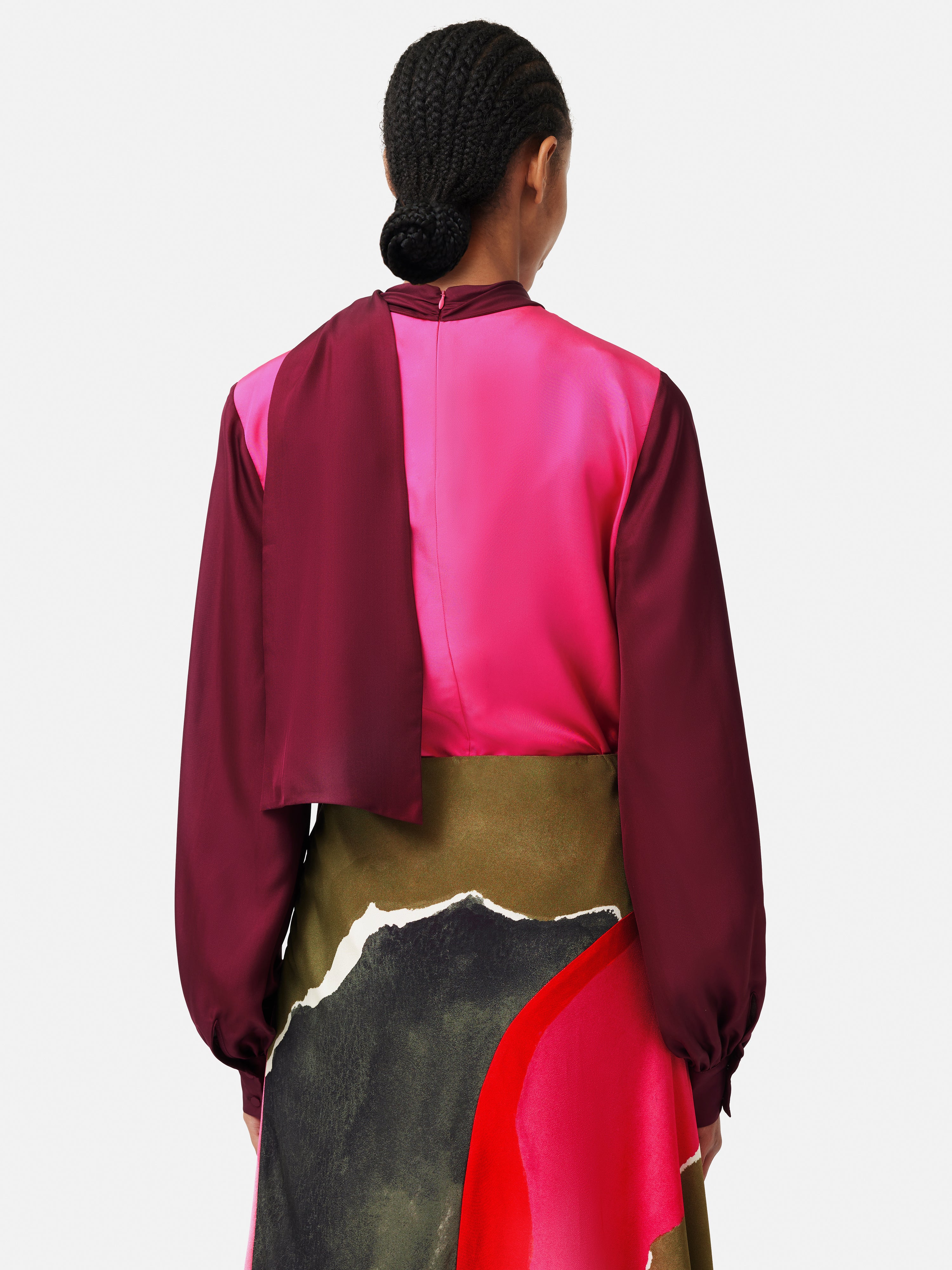 ROKSANDA Women's Color Block Silk Blouse - Elegant Long Sleeve Tops for Work & Evening Wear | Fashionable Office & Party Outfit