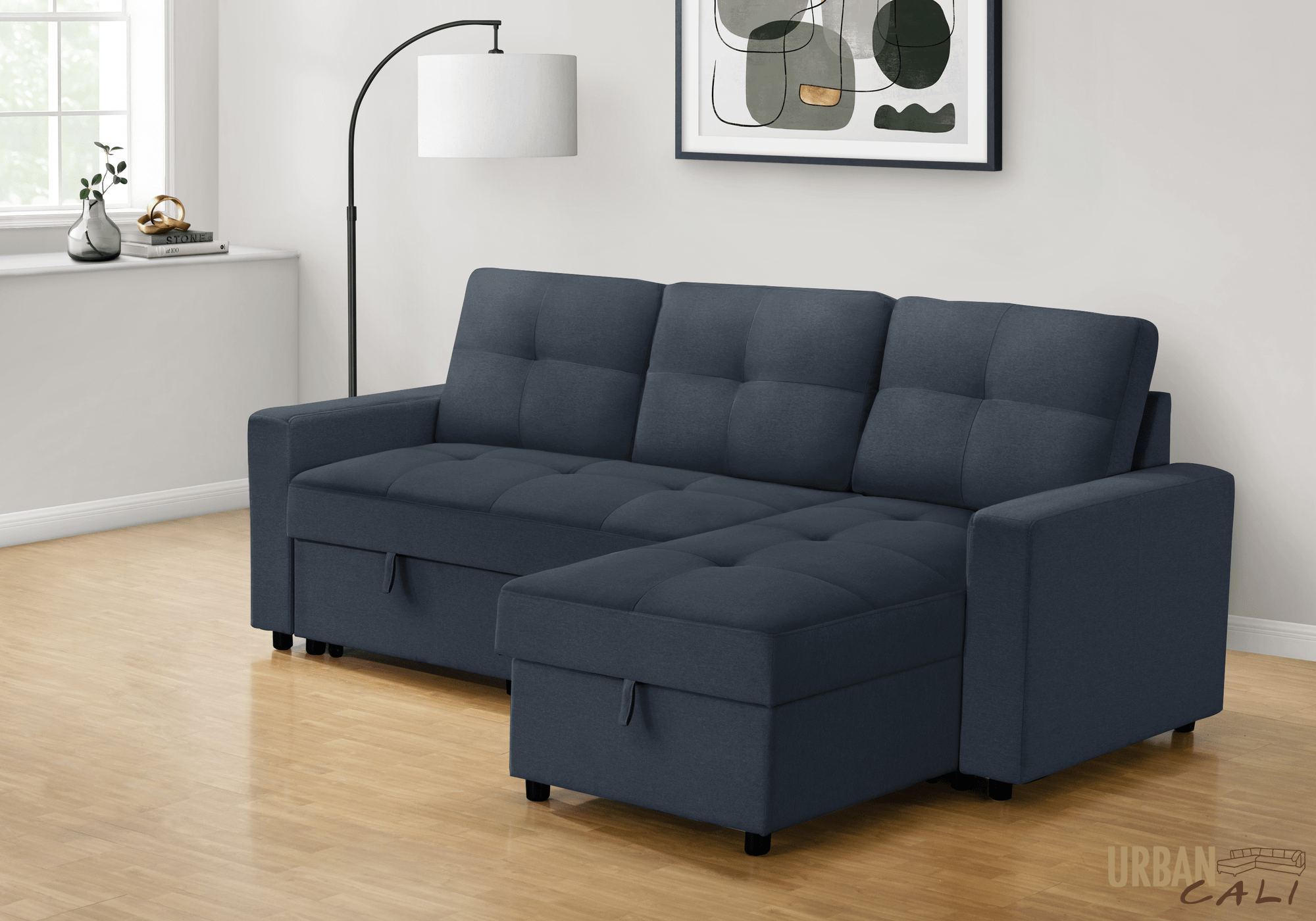 Venice Sleeper Sectional Sofa Bed with Reversible Storage Chaise - 5 Color Options | Convertible Couch for Small Spaces, Guest Room & Apartment Living