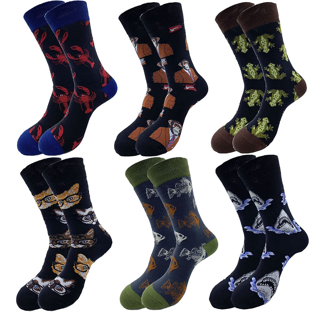 Funky Men's Dress Socks - Colorful Novelty Cotton Crew Socks Pack with Artistic Designs | Perfect for Casual Wear, Gifts & Funny Outfits