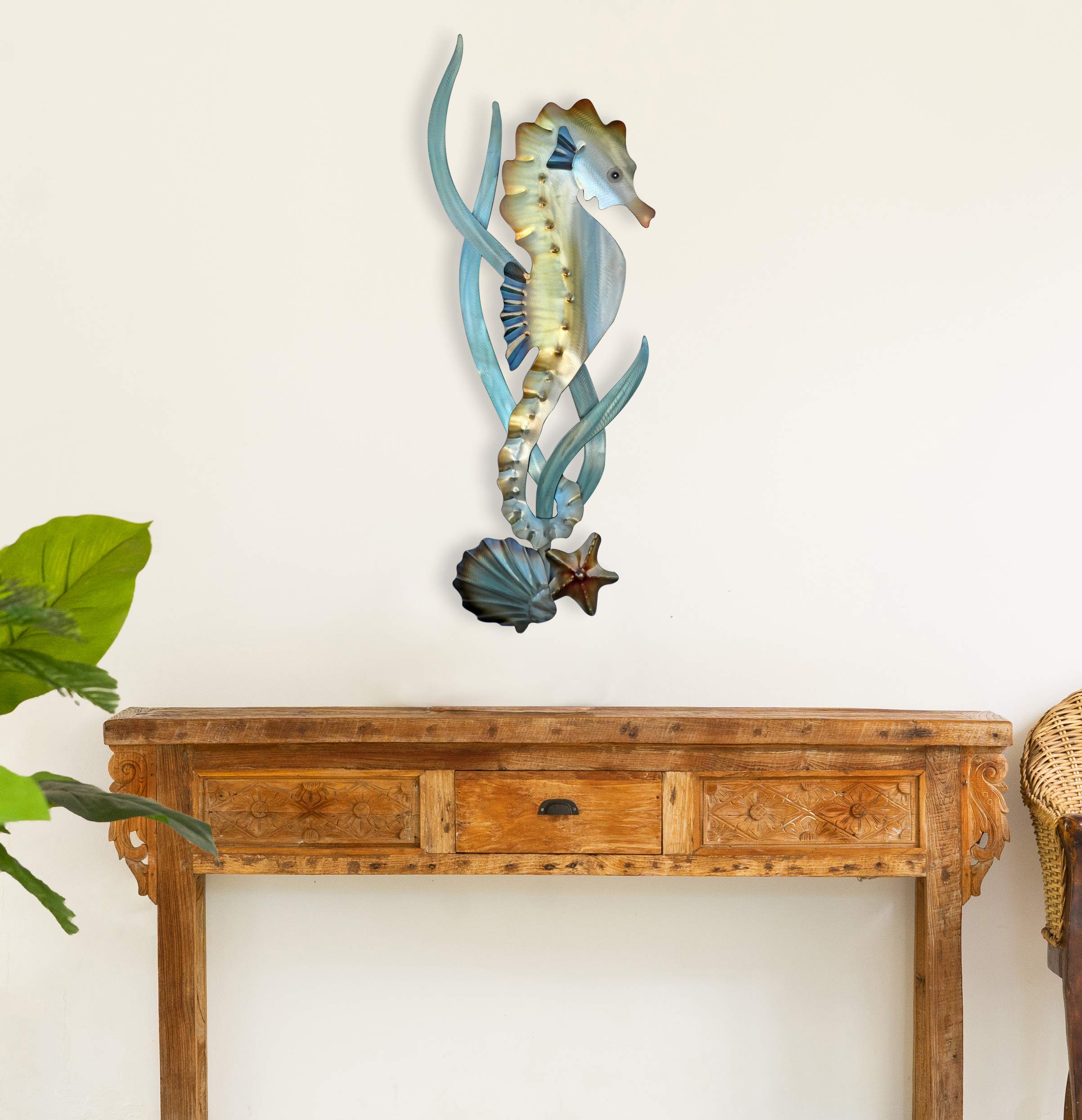 T.I. Design Seahorse Coastal Contemporary Beach Metal Wall Art - Perfect for Beach House Decor, Coastal Living Room, or Ocean-Themed Bedroom