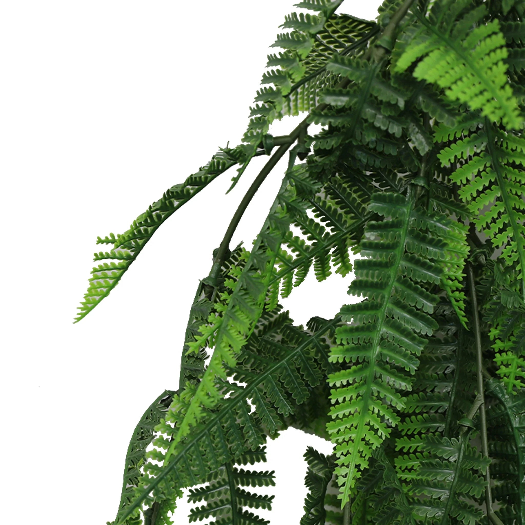 UV Resistant & Fire Rated Artificial Hanging Fern Garland - 18cm x 76cm Green Faux Plant Decor for Home, Office, Wedding & Outdoor Spaces