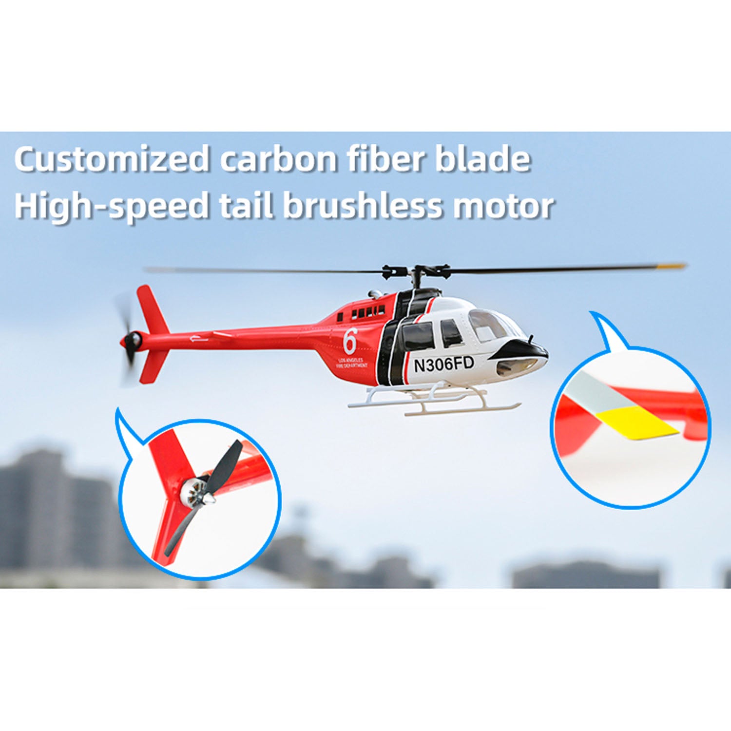FLYWING 206 V3 RTF RC Scale Army Helicopter Drone with Brushless Motor, GPS, EEP & Carrying Case - Ready to Fly Smart Drone for Outdoor Adventure, Aerial Photography & Military Simulation