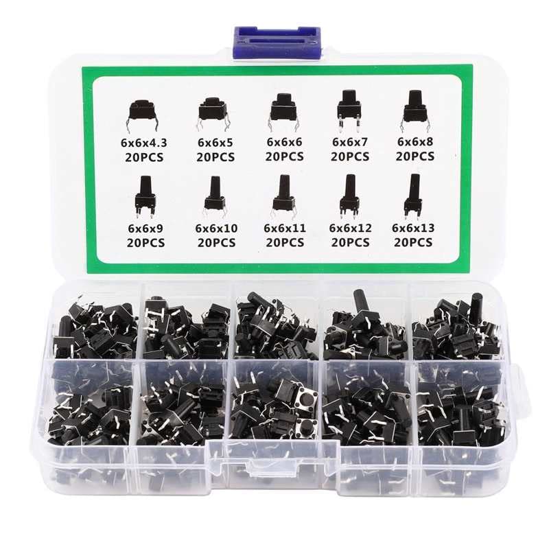 200Pcs Tactile Push Button Switch Mini Controller - Micro Switch for TV, Audio, Computer & Electronics | Perfect for DIY Projects, Home Appliances & Industrial Control Panels