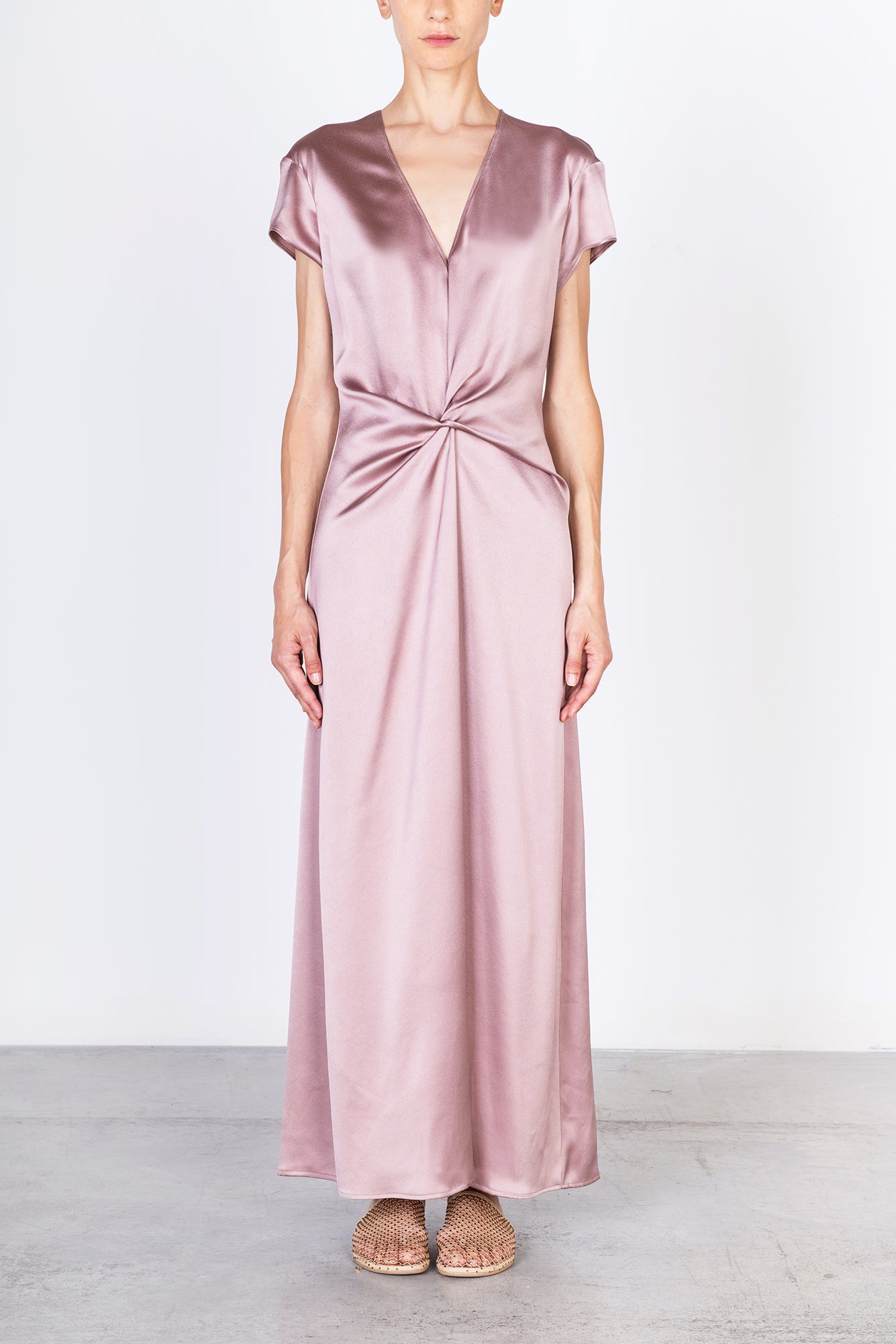 Alysi Women's Elegant Satin Dress in Rose Pink - Perfect for Weddings, Parties & Special Occasions