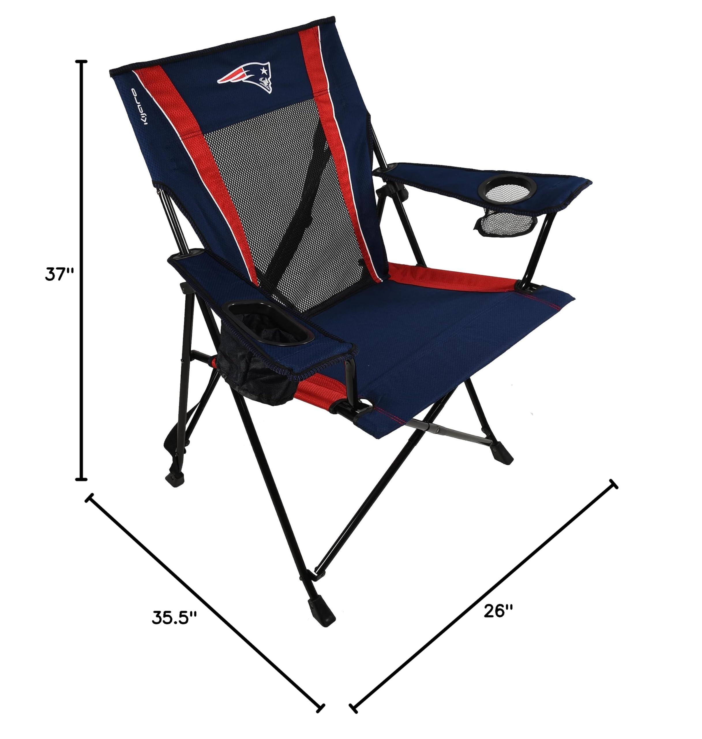 Kijaro Dual Lock Pro NFL Folding Camping Chair with Cup Holder - New England Patriots Edition - Portable Sports Fan Chair for Tailgating, Beach, Concerts & Outdoor Events (26
