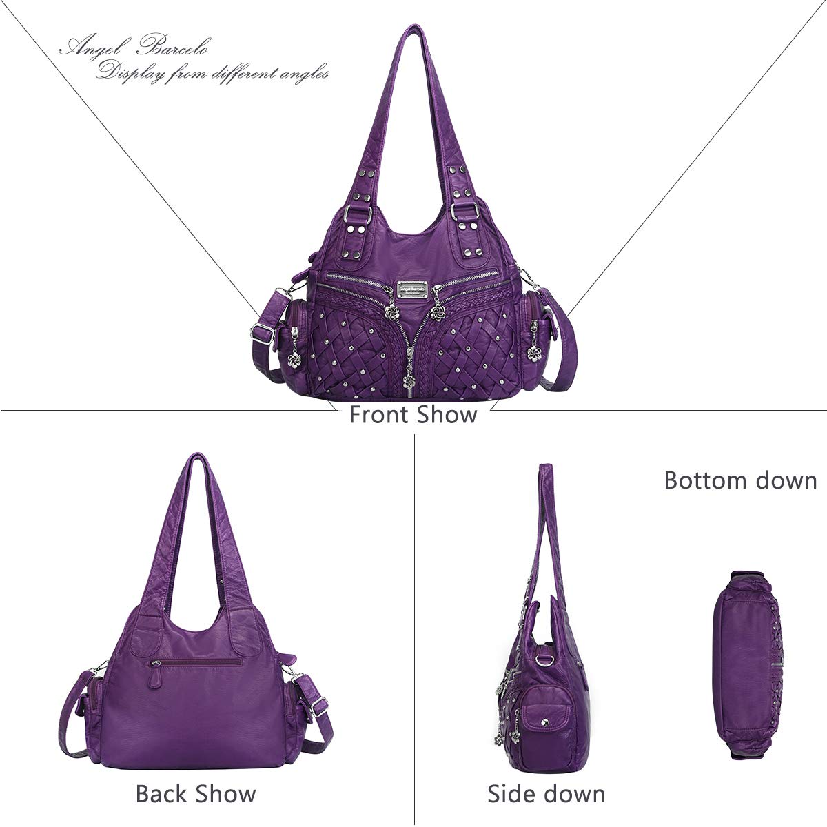 Angel Barcelo Women's Fashion Handbags - PU Leather Tote, Shoulder Bag & Satchel Purse for Work, Travel & Daily Use