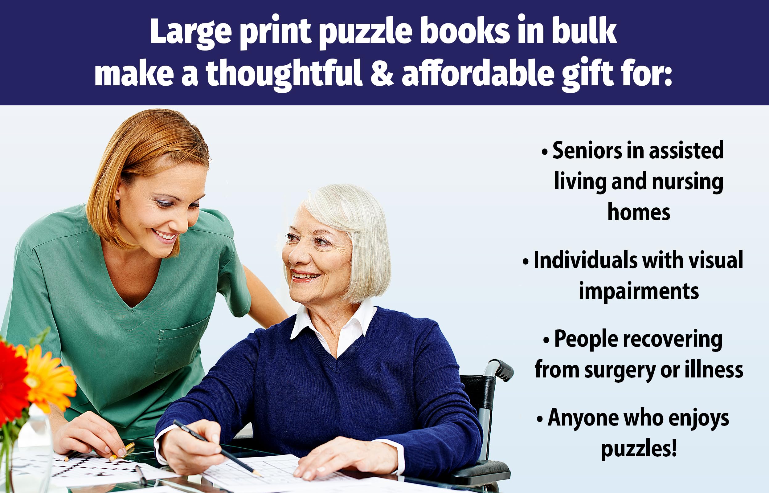 ZOCO - Large Print 3-in-1 Puzzle Books (25 Bulk Pack) - Word Search, Crossword, Sudoku Puzzles for Seniors - Alzheimer's Activities & Gifts for Elderly, Vision Impaired Adults - Perfect for Nursing Homes, Senior Centers & Memory Care (Vol. 2)
