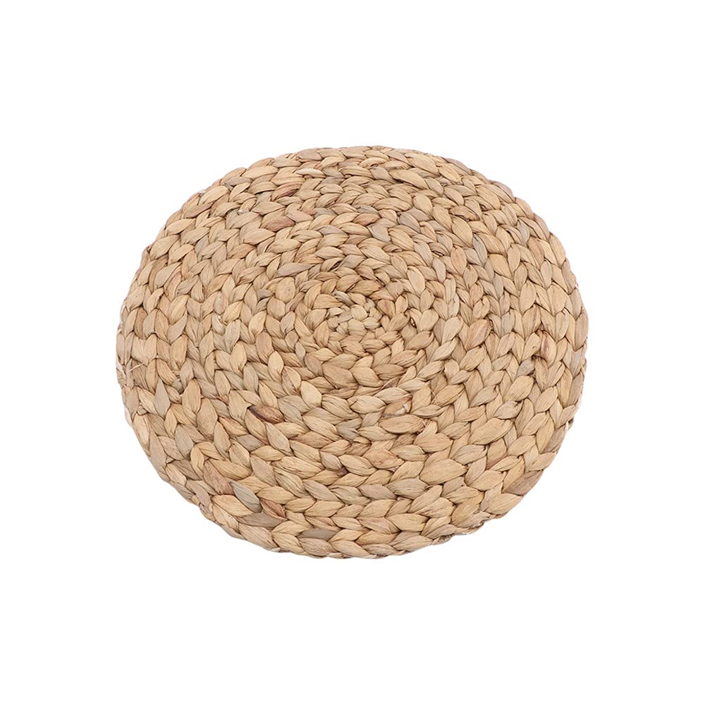 Natural Water Hyacinth Woven Placemats - Eco-Friendly Straw Braided Rattan Placemat Set (33cm Diameter, 1pc) - Perfect for Farmhouse Dining, Boho Table Decor & Rustic Kitchen Accessories