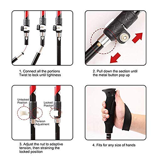 Premium Nordic Walking Trekking Poles - Adjustable Antishock Quick-Lock Telescopic Hiking Sticks for Men & Women | Ultralight Collapsible Design for Hiking, Camping, Backpacking & Outdoor Adventures | Perfect for Trail Walking, Mountain Climbing & Fitness Training