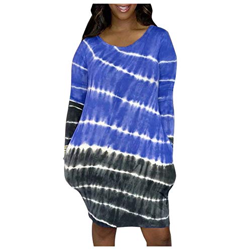 Women's Fashion Maxi Dress - Striped Tie-Dye Print, Loose & Comfortable Long Summer Dress for Beach, Vacation, and Casual Outings