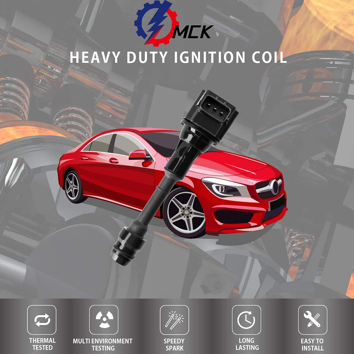 MCK 4-Piece Ignition Coil Pack & Platinum Spark Plugs Set - Compatible with Nissan Altima, Sentra, X-Trail (2002-2006) 2.5L L4 Engine - High Performance Replacement Parts for Smoother Acceleration & Better Fuel Efficiency - Perfect for Daily Commuting & Road Trips