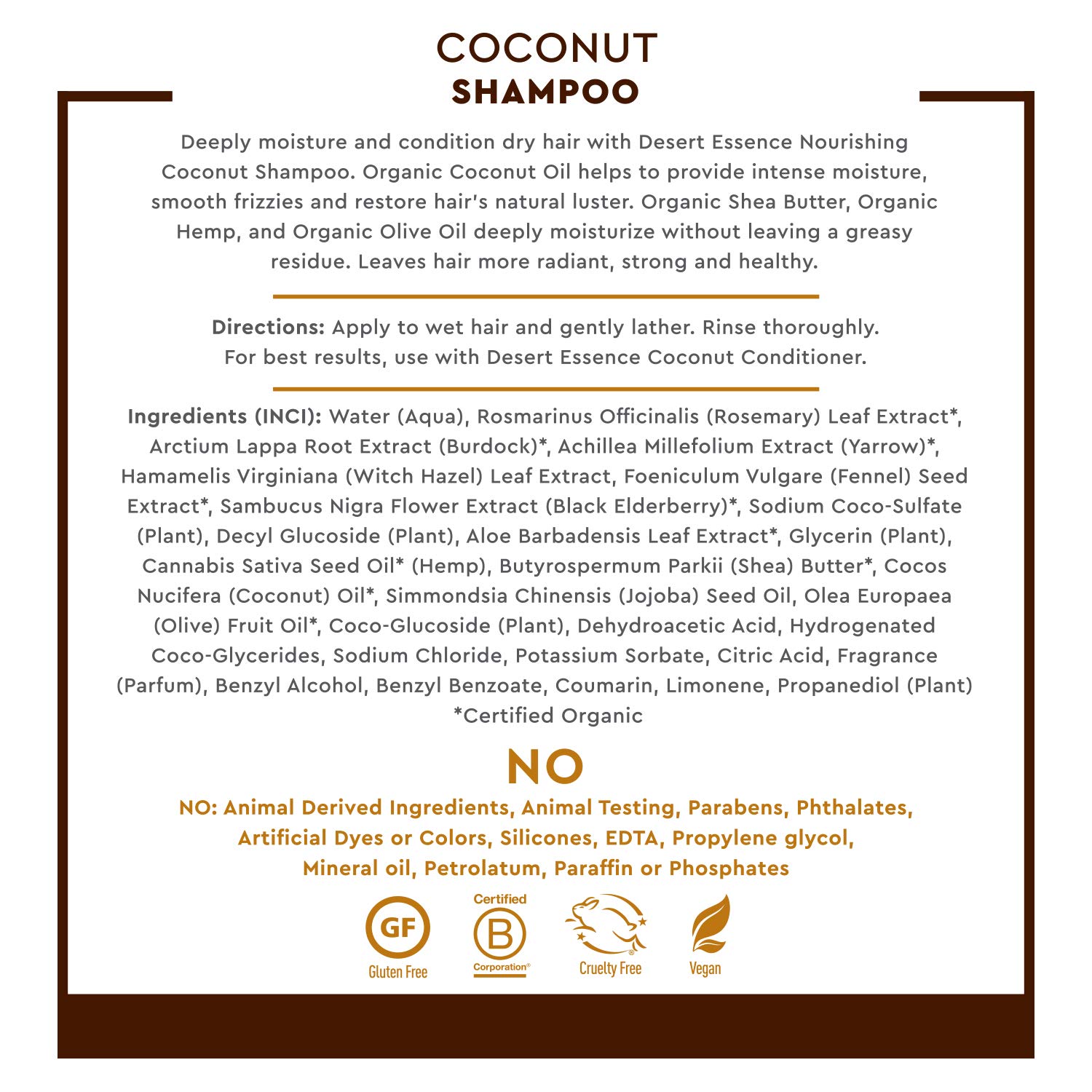 Desert Essence Coconut Shampoo & Conditioner Set (8 Fl Oz) - Hydrating for Dry Hair - Natural Coconut Oil Formula - Refreshing Scent - Vegan & Cruelty-Free Hair Care - Perfect for Daily Use & Travel