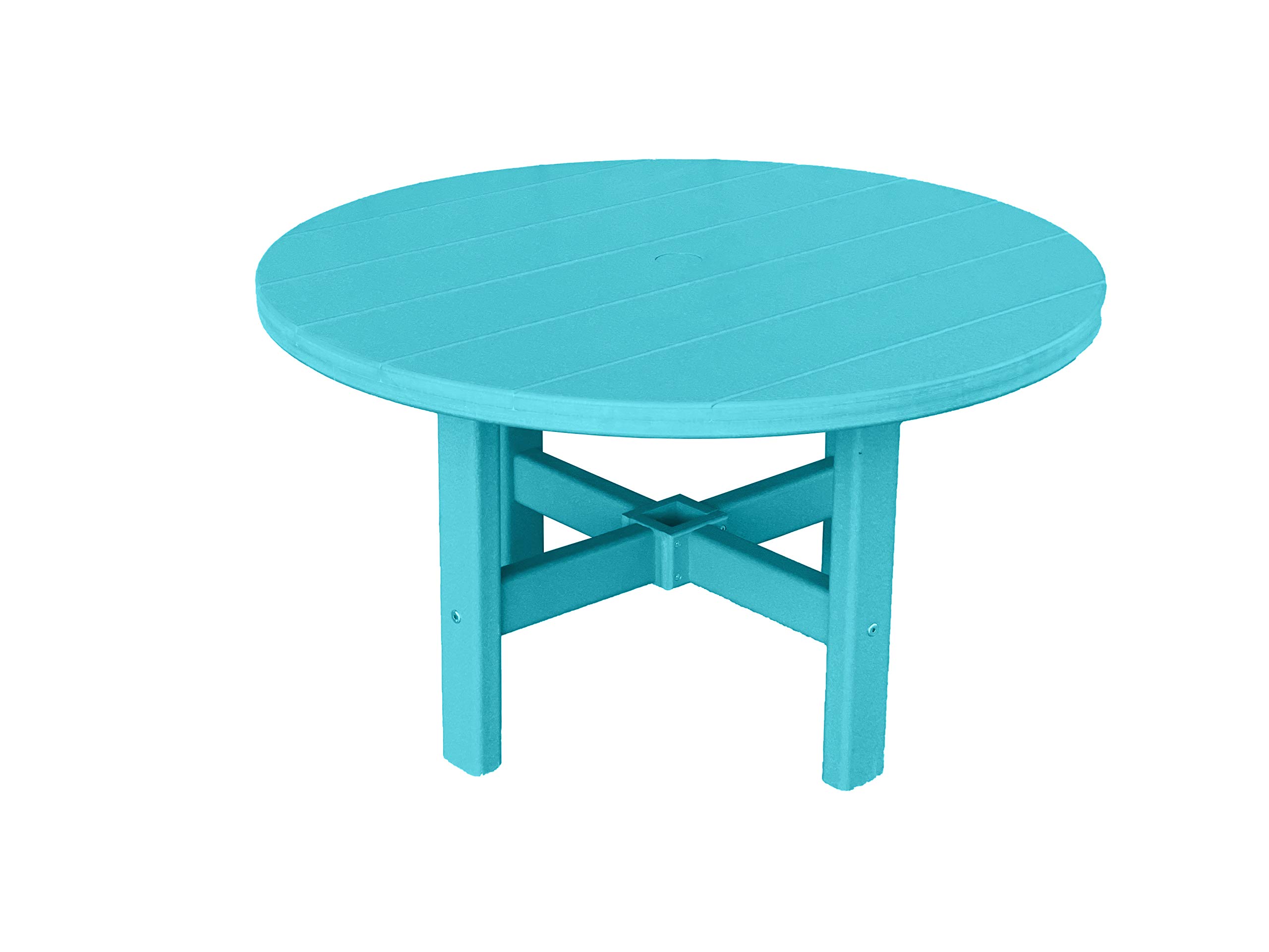 Phat Tommy Round Outdoor Coffee Table - All-Weather Poly Resin Patio Furniture - Teal Small Coffee Table for Garden, Poolside & Backyard Relaxation