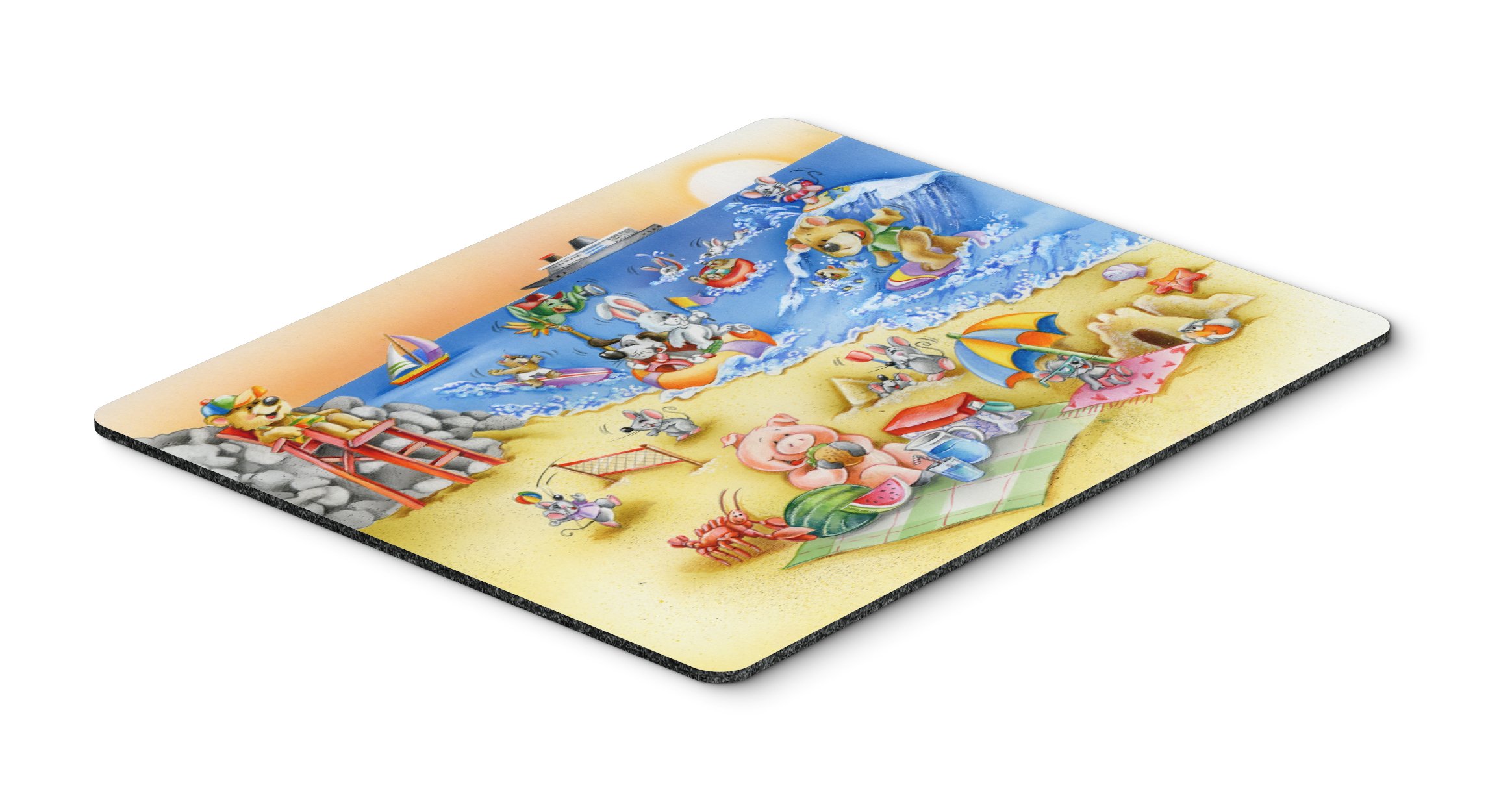 Caroline's Treasures APH6822MP Animals Swimming at The Beach Mouse Pad - Large Washable Non-Slip Desk Mat for Home Office, Gaming & Computer Use | Perfect for Work, School & Creative Spaces