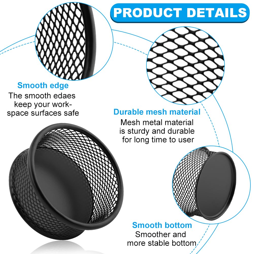 LOQJSS 2-Pack Mesh Metal Paper Clip Holder & Organizer - Stylish Wire Mesh Desktop Dispenser for Office Supplies, Binder Clips, and Stationery (Perfect for Home Office, School, and Workspace Organization)